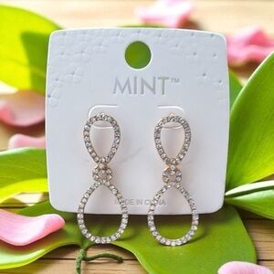 3/$25 Mint Infinity Crystal Dangle Earrings
